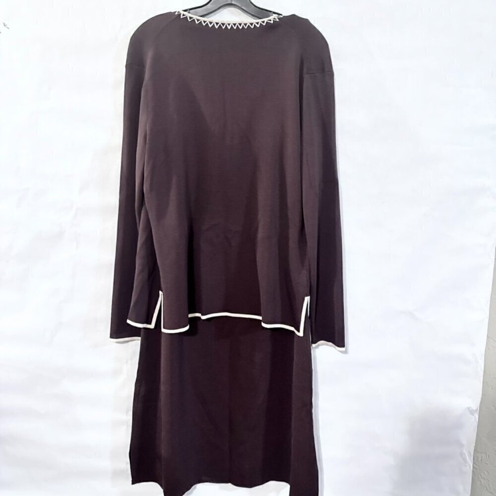 Vertigo Paris Two Piece Set Brown Embroidered Dress Jacket Size Large - Picture 9 of 10